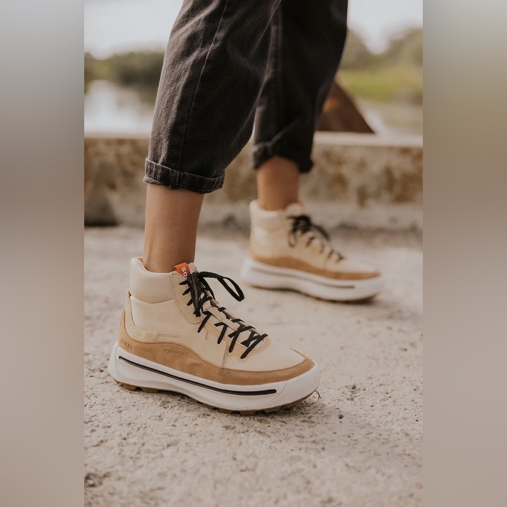 🌟LAST ONE! SOREL WOMENS ONA 503 MID HIGH TOP SNEAKER - TAN SIZE 9 - Picture 4 of 15